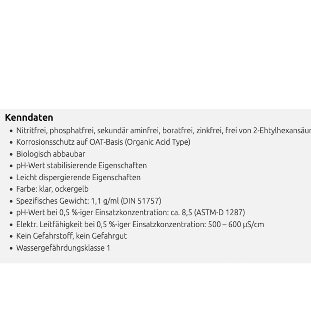 Kenndaten-HE6 Coracon HE 6 Korrosionsschutz Konzentrat Heizungsschutz Korrosionsinhibitor HE6