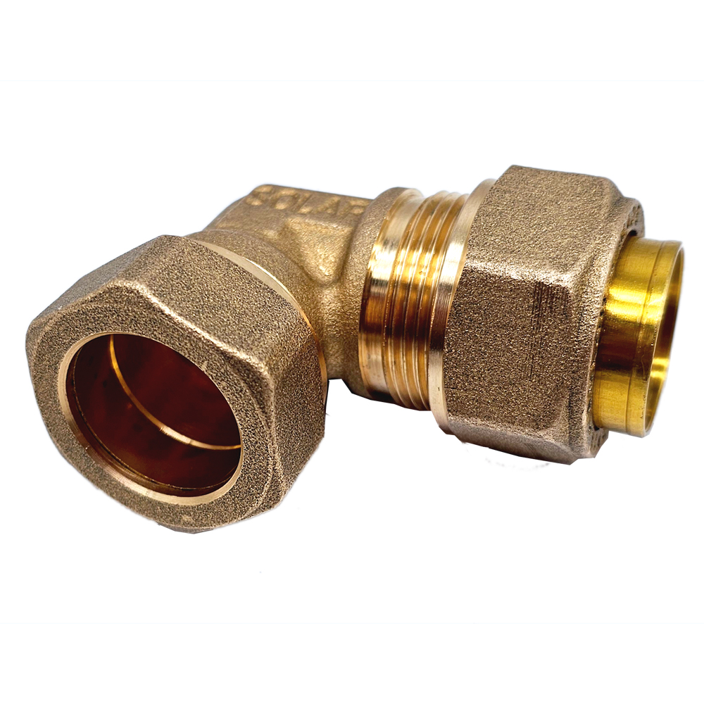 Winkel-Verschraubung 90° DN20 auf 22mm Kupfer – Solarwellrohr Fitting Winkel-Verschraubung 90° DN20 auf 22mm Kupfer – Solarwellrohr Fitting