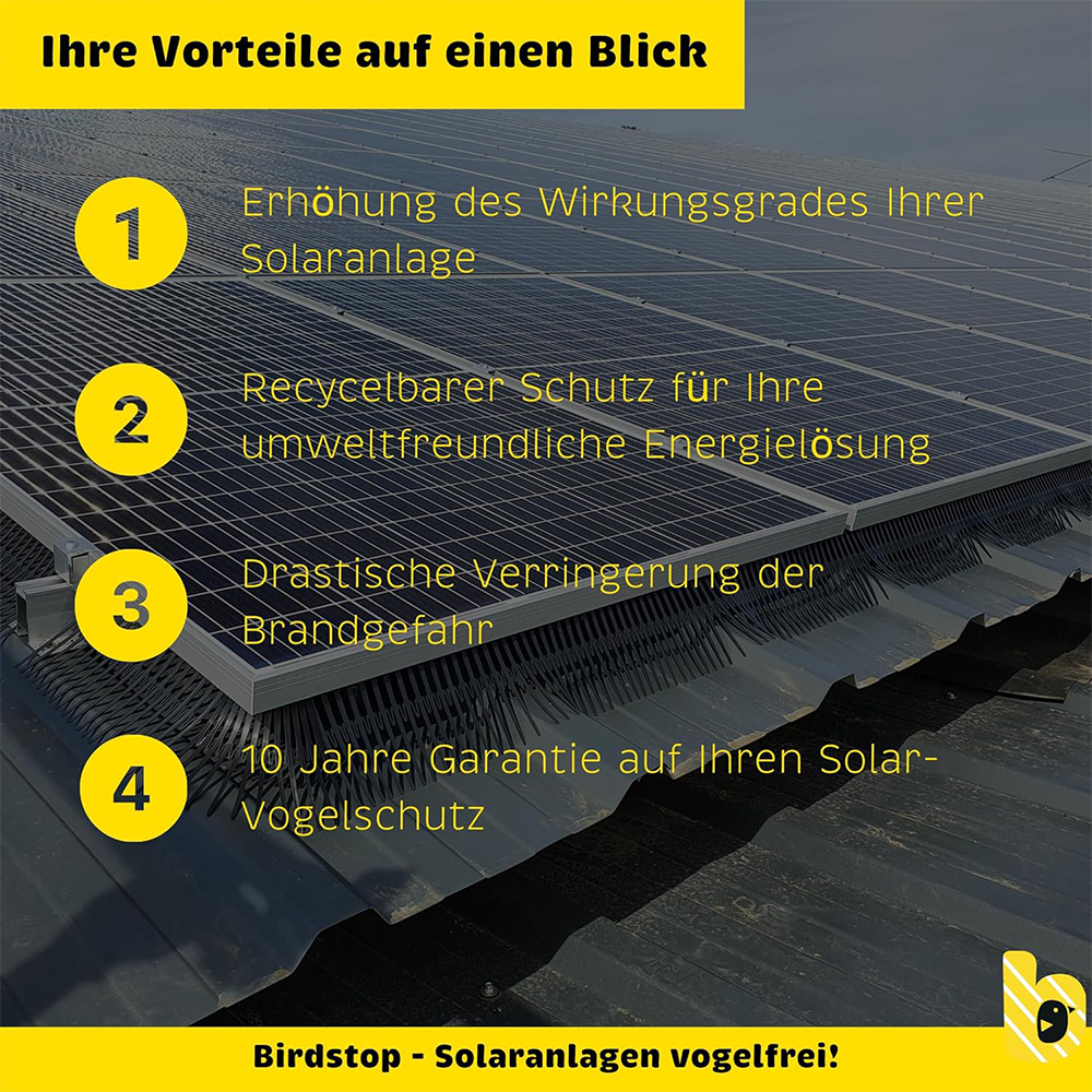 Birdstop Clips - Zubehör Vogelschutz für Solaranlagen – Marderschutz für PV-Module & Dach