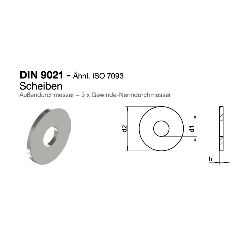 3527-03 Unterlegscheibe Edelstahl A2 DIN 9021 10,5 für M10 Ø 30mm
