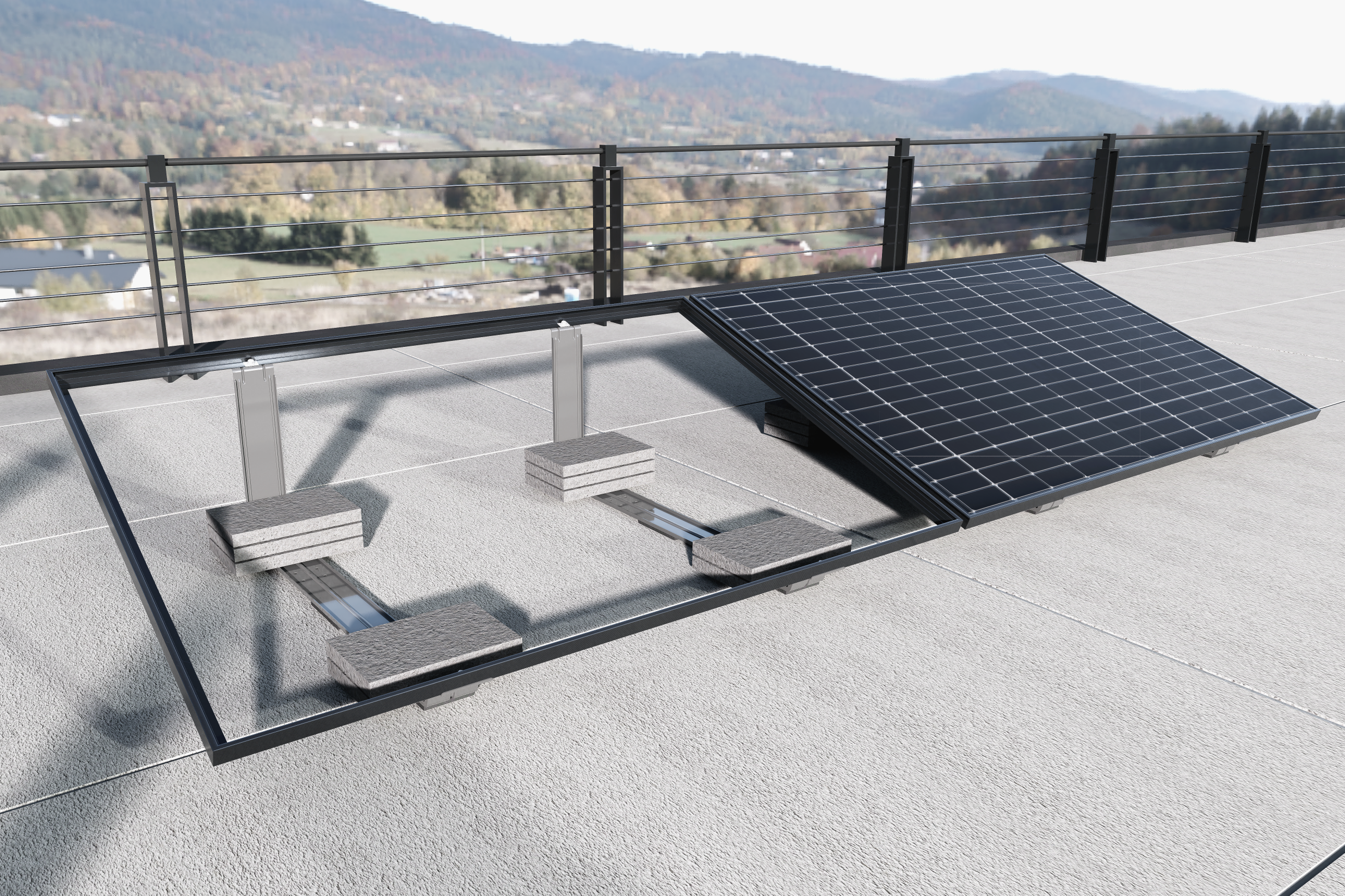 Flachdach PV-Montagesystem 20° für 2 Solarmodule – Photovoltaik Unterkonstruktion Solarhalterung für Dach, Terrasse & Freifläche