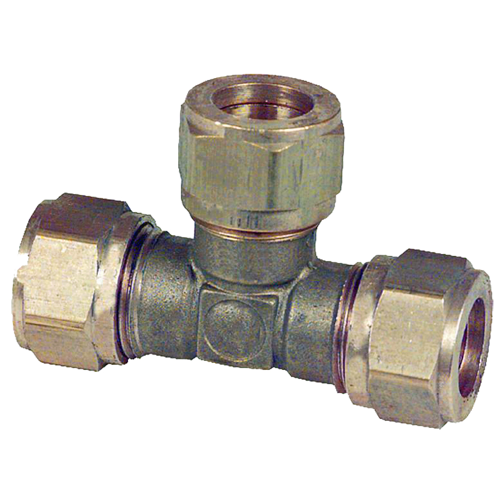 9010695-01 Klemmverschraubung T-Stück 10 - 28 mm Messing Klemmring Schraubfitting