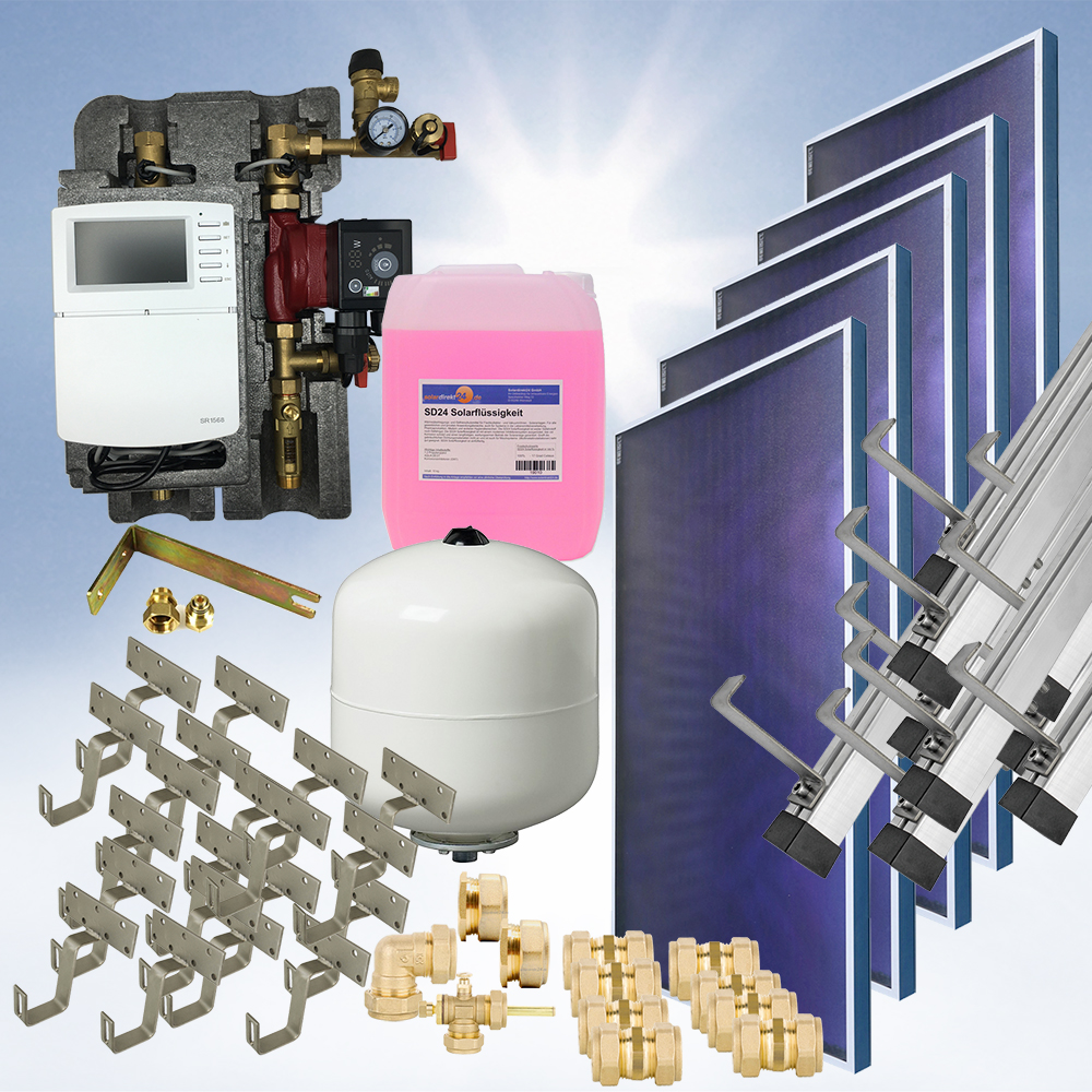 1000LR20A Solarthermie Basic Paket Linuo Ritter Flachkollektoren 10,0m²