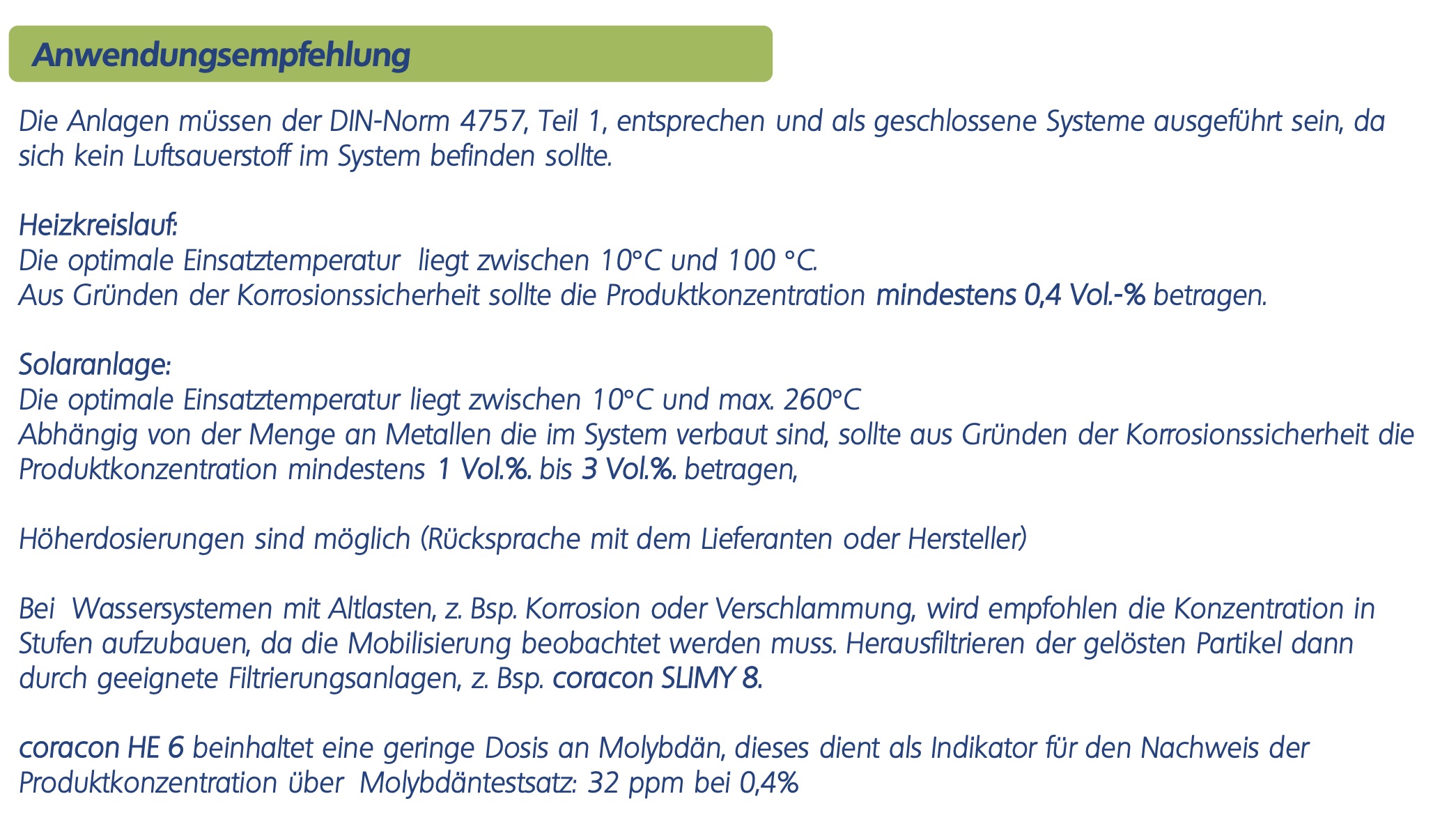coracon_he6-01 Coracon HE 6 Korrosionsschutz Konzentrat Heizungsschutz Korrosionsinhibitor HE6