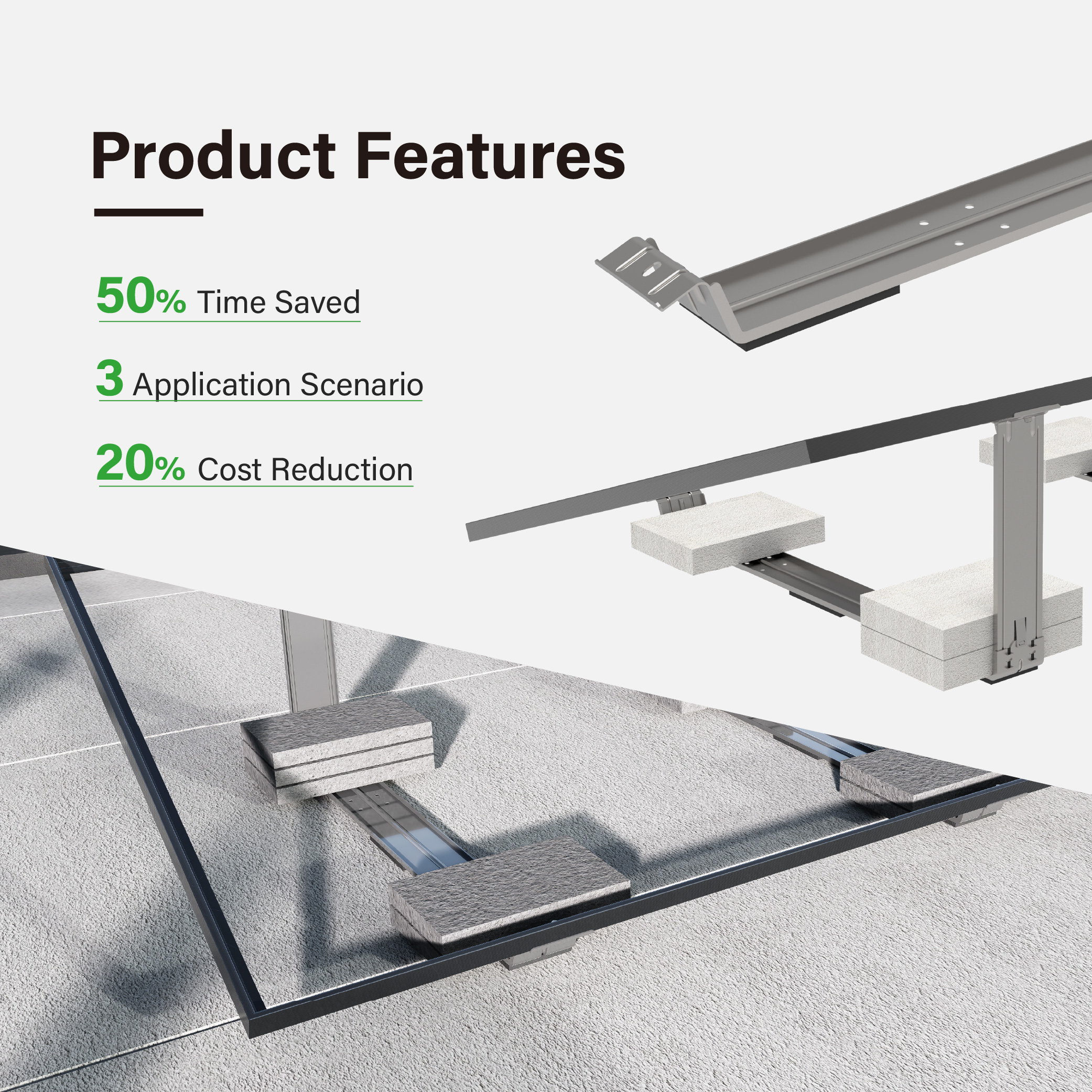 Flachdach PV-Montagesystem 20° für 2 Solarmodule – Photovoltaik Unterkonstruktion Solarhalterung für Dach, Terrasse & Freifläche