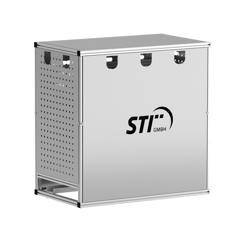 STI Wechselrichterunterstand Größe L aus Aluminium – Profi-Wetterschutz für PV-Wechselrichter & Batteriespeicher, belüftet, individualisierbar