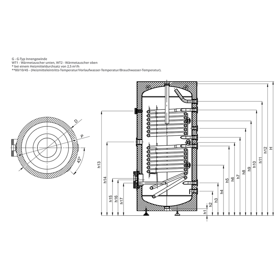 S2WT-693020200-schema 300L Warmwasserspeicher - 2 Wärmetauscher Brauchwasserspeicher Solarspeicher Boiler