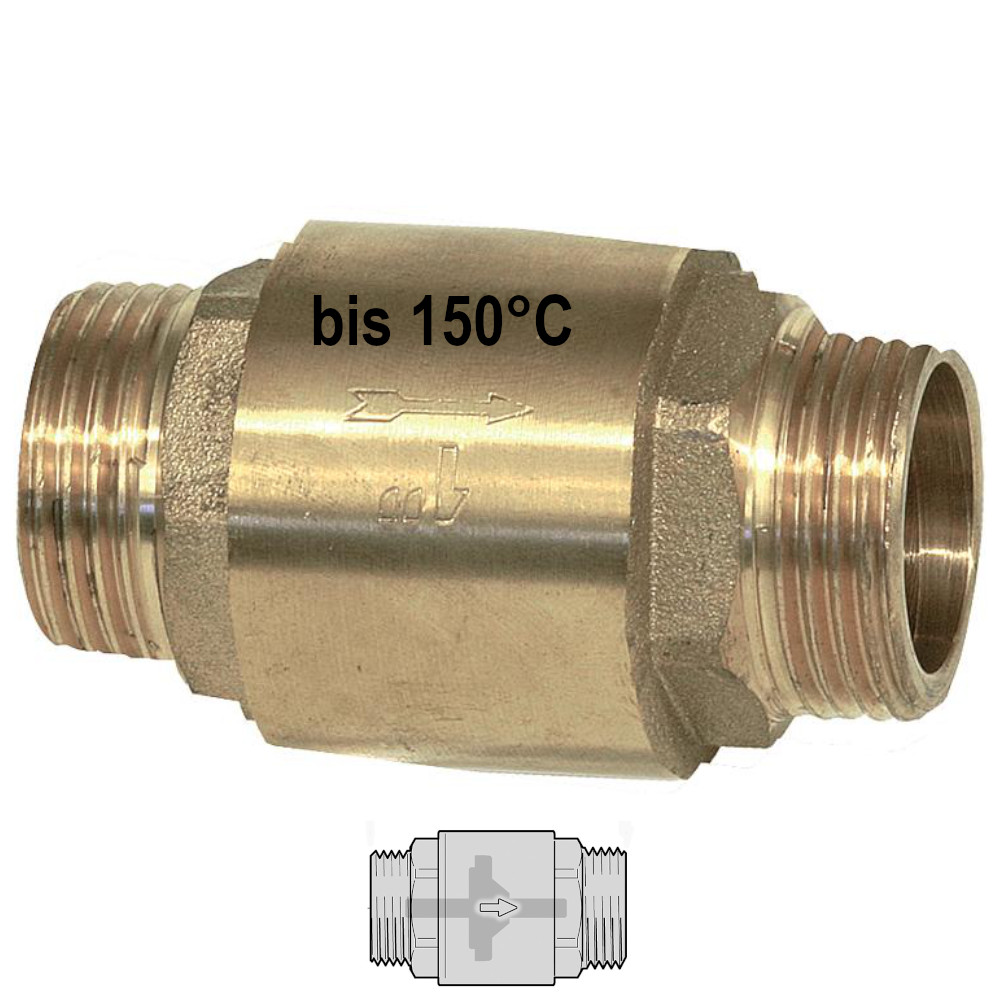 9060455-01 Rückschlagventil 1/2" bis 1 1/4" AG beidseitig Schwerkraftbremse bis 150 °C Solar geeignet