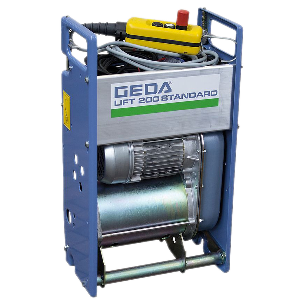 GEDA Lift 200 Schrägaufzug mieten – Materiallift bis 16 m Transporthöhe, 200 kg Tragkraft – ideal für Dacharbeiten, Solarmontage & Renovierung (nur Abholung)