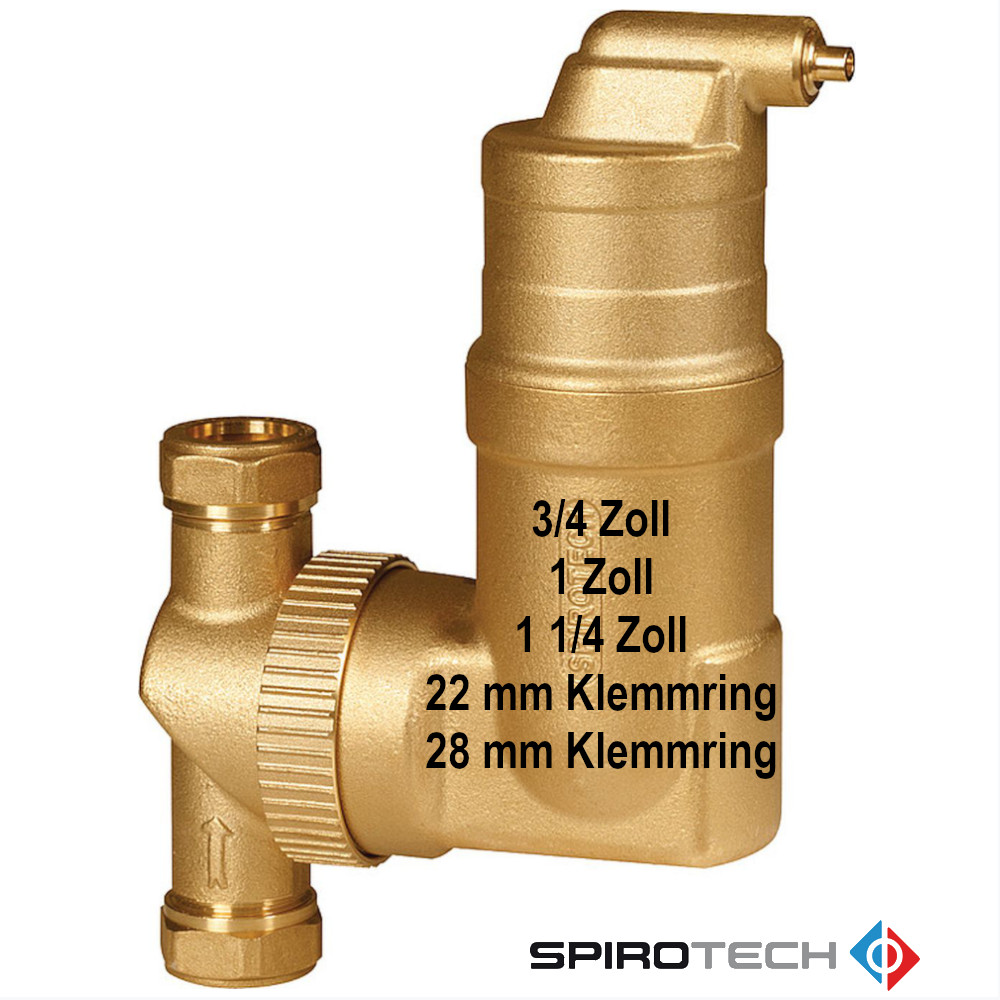 RV2-01 SpiroVent Mikroluftblasenabscheider RV2 horizontal / vertikal / diagonal Entlüfter