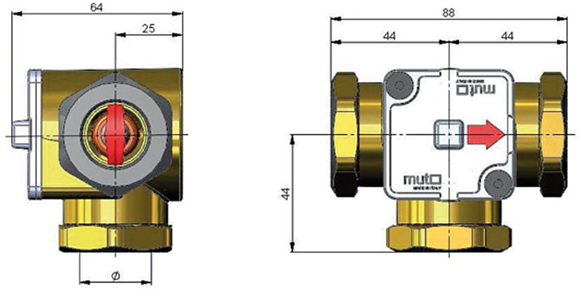 TM3000-Abmessungen Thermisches Ladeventil TM 3000 für Festbrennstoffkessel & Pufferspeicher – Rücklaufanhebung – Varianten 45°/50°/55°/63° – Größen 3/4" – 1" – 1 1/4"