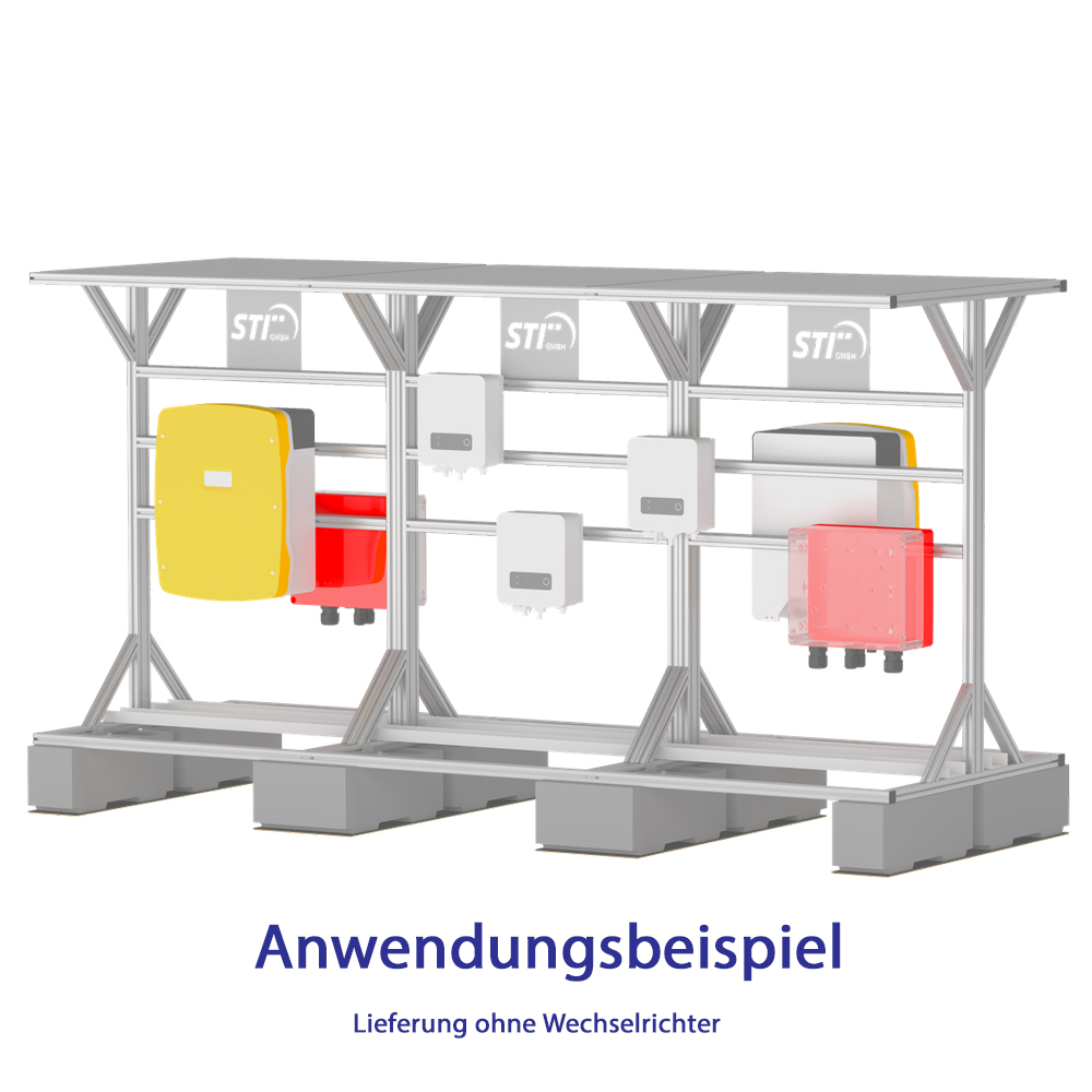 Wechselrichterunterstand DUO inkl. Betonsockel – Offene Aluminium-Schutzkonstruktion für zwei Wechselrichter, extrem stabil & wetterfest