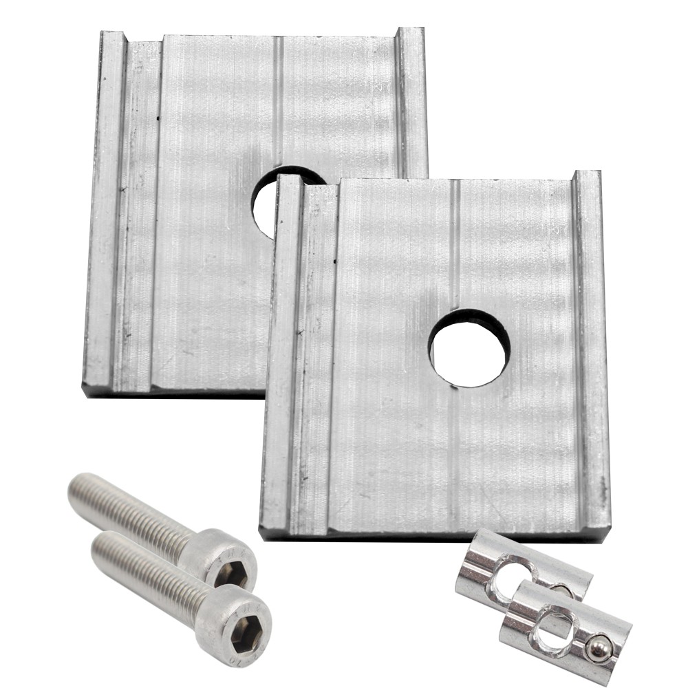 9785-Wasi26-Set01 2er-Set Alu Montageplättchen für M8 inkl. Zylinderschrauben + Nutensteine