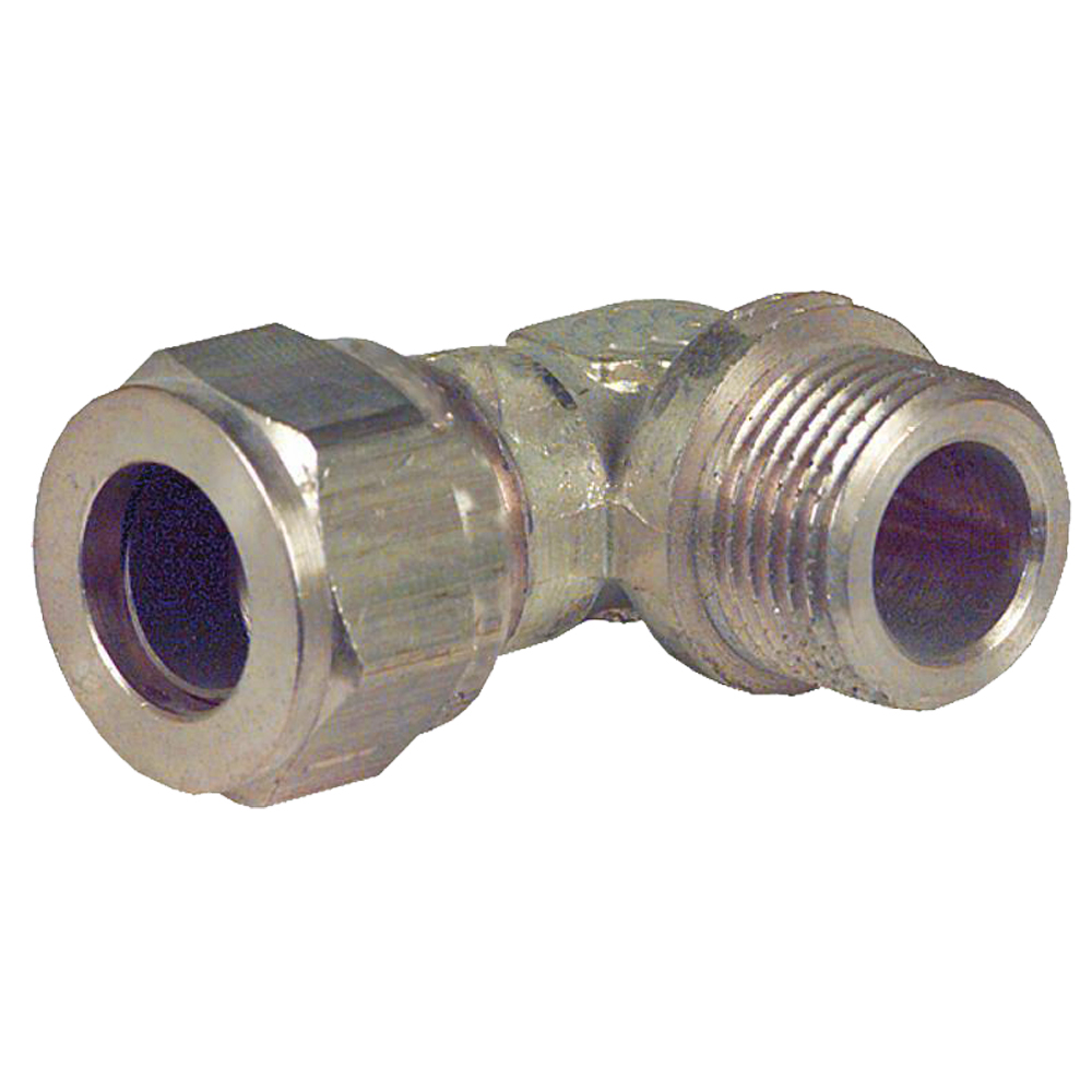 9010642-01 Klemmringverschraubung Winkel 90° IG / AG 10 bis 28 mm Messing Klemmring