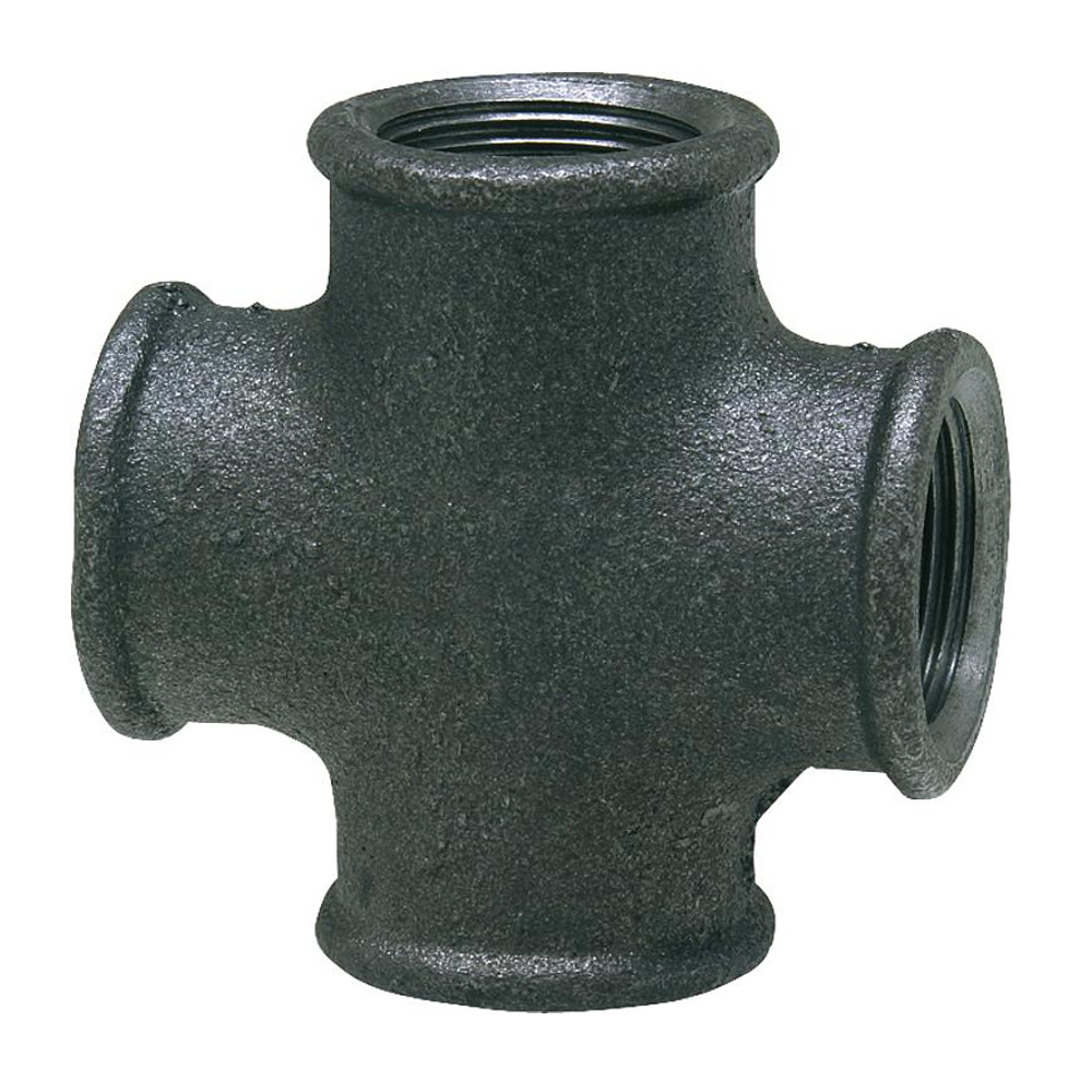 Temperguss Kreuzstück IG 3/8" bis 1" Fitting schwarz 90° Typ 180