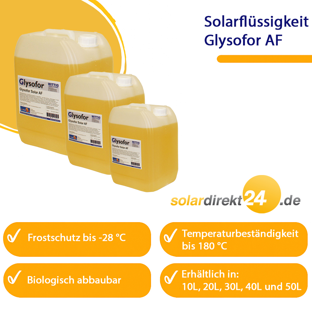 Solarflüssigkeit Glysofor AF -28°C Solarliquid Frostschutz Solaranlage Solarflüssigkeit Glysofor AF -28°C Solarliquid Frostschutz Solaranlage