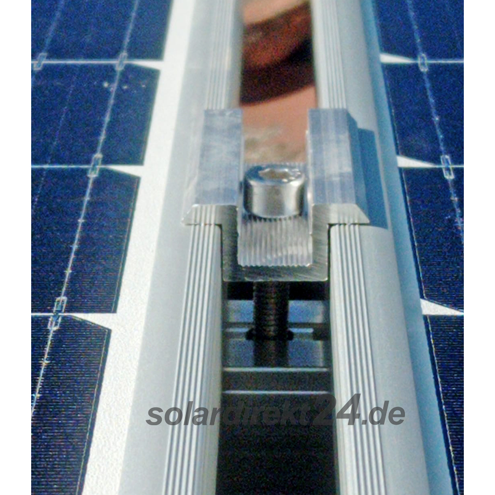 Mittelklemme-01 2er-Set Universal Mittelklemme für 30-50 mm Module silber Solar Photovoltaik 0% MwSt.