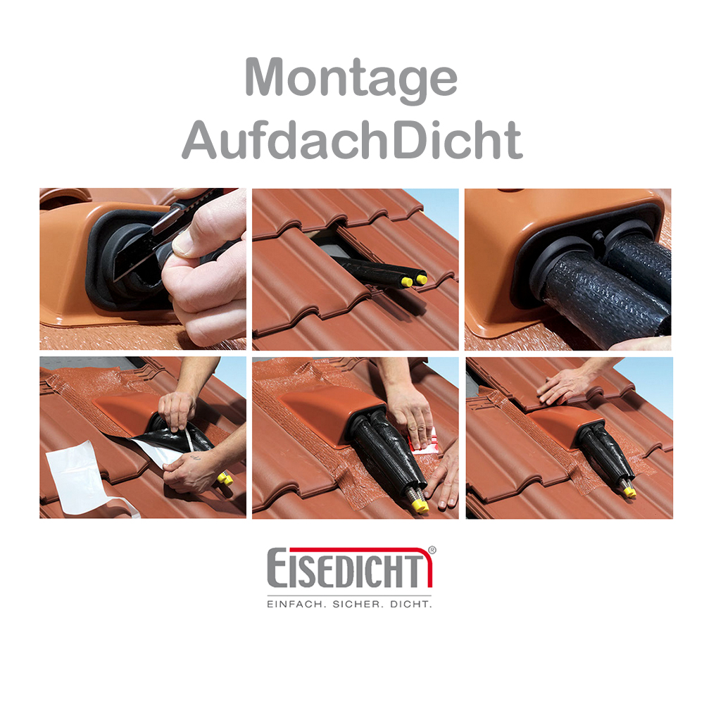 Montage-DDF AufdachDICHT Einzeldurchführung ROT Dachdurchführung Rohrdurchführung Solar Rohr Leitung