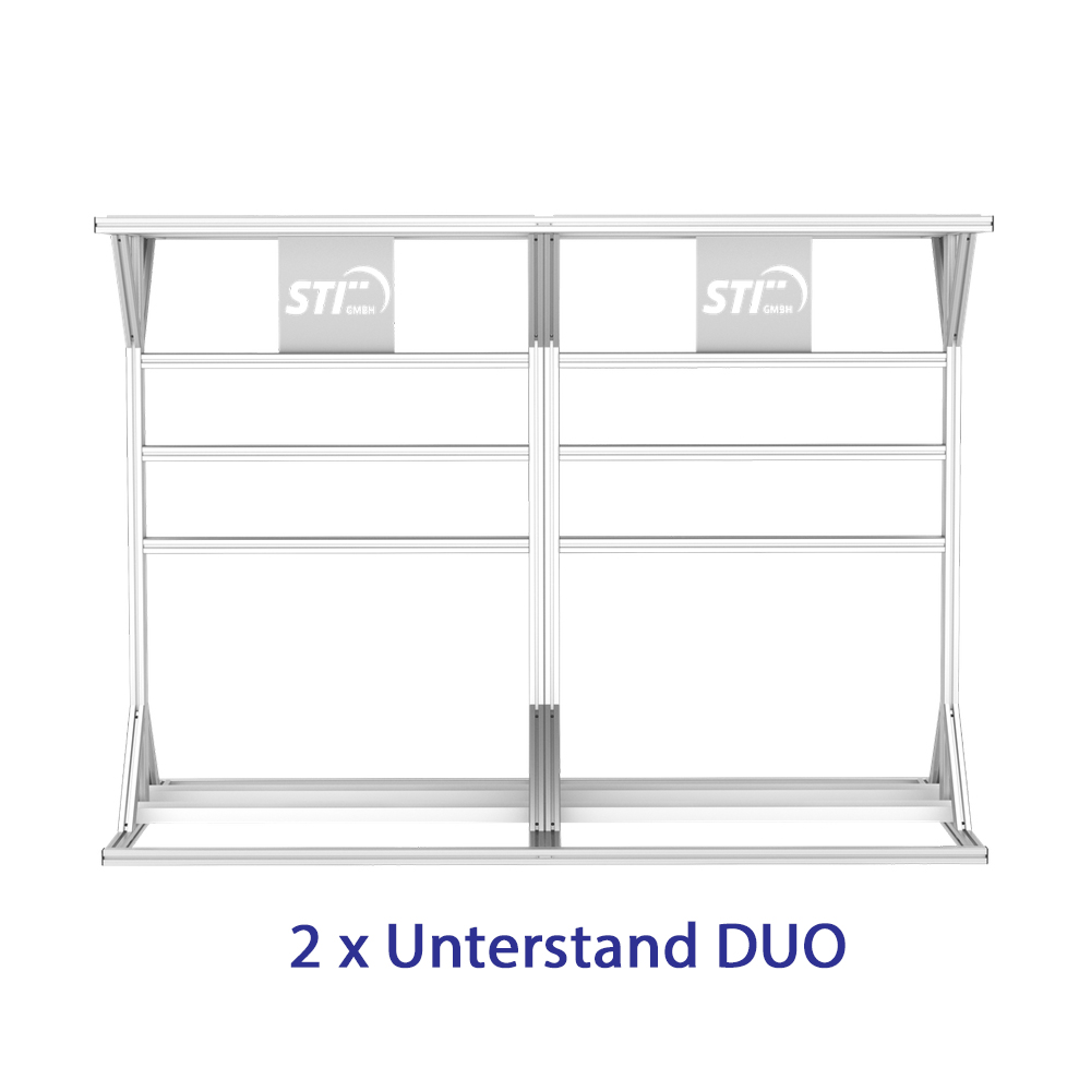 Wechselrichterunterstand DUO – Offene Aluminium-Schutzkonstruktion mit Dach für zwei Wechselrichter, stabiler Profilrahmen, modular erweiterbar