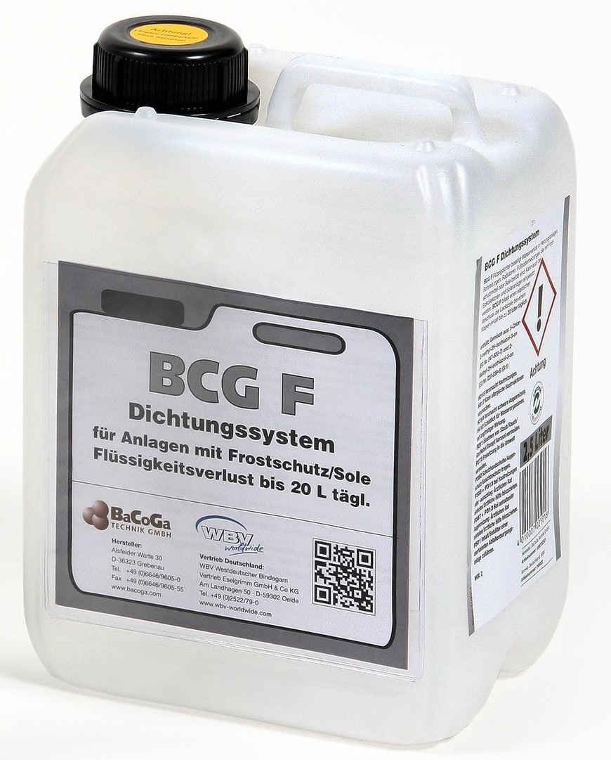 BCG® F Flüssigdichter 5 Liter – Dichtmittel für Heizungsanlagen, Fußbodenheizung, Solaranlagen & Erdkollektoren, für Wasser, Sole und Frostschutzsysteme