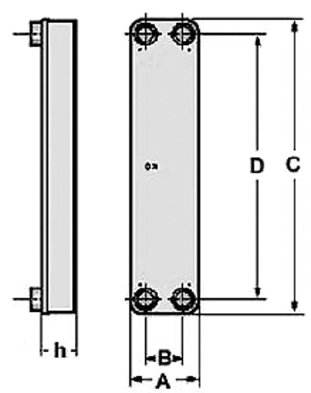 Plattenwaermetauscher-Skizze Edelstahl Plattenwärmetauscher TYP ZB 60-20 DN25 1" Solar Heizung