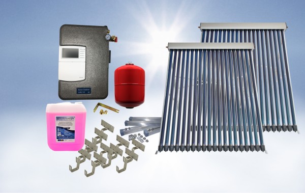 Solarthermie Basic Paket - Eurotherm-Solar-PRO Vakuumröhrenkollektor - 6,2m²