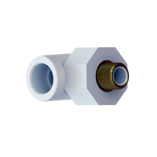 Aqua-Plus - PPR Rohr T-Stück AG d = 20 mm x DN15 (1/2"), weiß